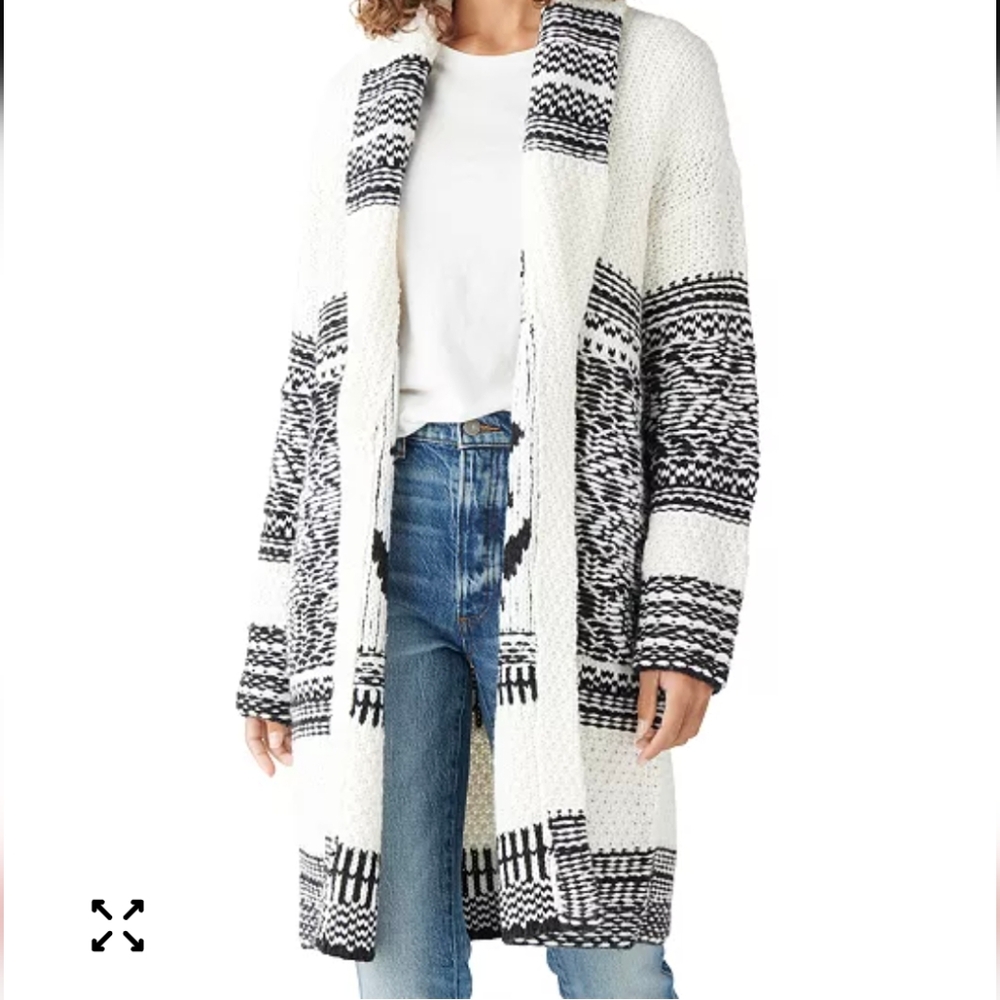 Lucky Brand Printed Shawl Collar Cardigan Size XS